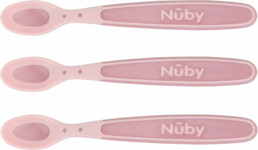 Nûby - zachte en warmtegevoelige lepeltjes voor baby - roze - 3 stuks - 3+ maanden