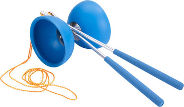 Engelhart diabolo van rubber met metalen stokjes - blauw