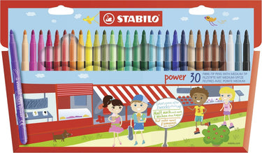 Stabilo power - viltstift - tot 8 weken zonder dop - etui met 30 kleuren
