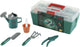 Klein toys bosch box met tuingereedschap - schop, hark, gieter en meer - groen