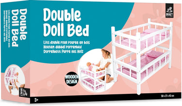 Braet dubbel bed voor pop - t g - wit - 50x27x42 cm.