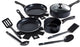 Bk vivid keramische antiaanbak pannenset 11 delig - ø16-28cm - inductie koekenpan - inductie hapjespan - inductie steelpan - pfas-vrij – ovenbestendig tot 160°c – vaatwasserbestendig – snelle opwarming – koudgrepen - zwart