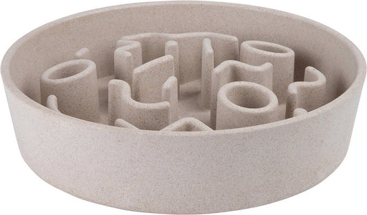 District 70 bamboo slowfeeder beige - hondenvoerbak - ø21 cm