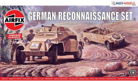 Airfix modelbouwpakket militaire voertuigen - 02312v german reconnaisance set plastic - 1:76 - modelbouw