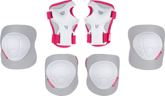 Nijdam skate beschermset kinderen - white out - wit fuchsia - l