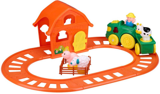Eddy toys boerderij speelgoed - speelgoed trein met geluid en licht - speelgoedtrein met boerderijdieren - incl. aa batterijen