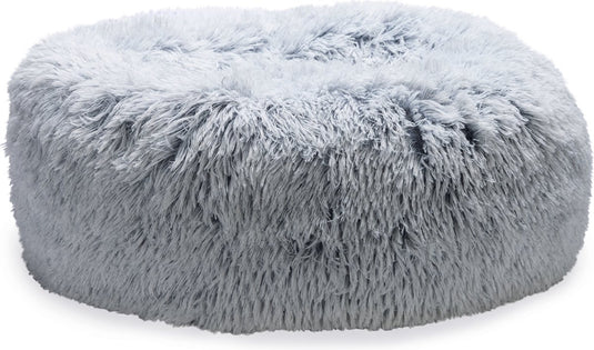 Beeztees siba - orthopedische - donut hondenmand - fluffy hondenmand - kattenmand - grijs - 50x50x20 cm