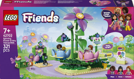 Lego friends draaiende theekopjesattractie met bloementhema speelgoed voor kinderen vanaf 7 jaar 42702