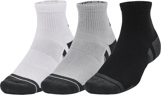 Under armour ua performance tech 3pk qtr unisex sportsokken - grijs - wit - grijs