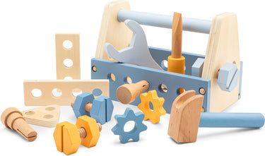 Woet ® houten gereedschapskist voor kinderen - 15 delig speelgoed gereedschap - inclusief hamer, schroevendraaier en accessoires - fsc - vanaf 3 jaar