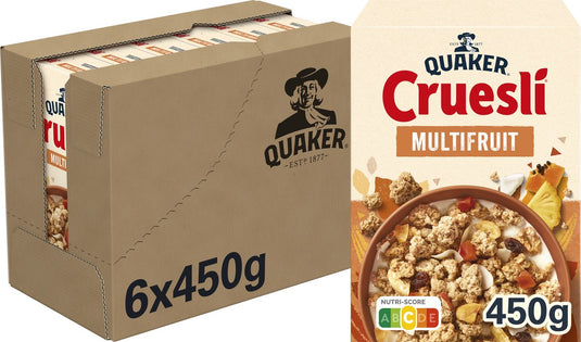 Quaker cruesli multifruit - ontbijtgranen - 6 x 450 gram