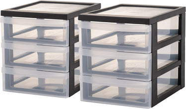 Iris design chest ladesysteem a5 - 3 lades - 3 x 2 l - kunststof - zwart transparant - 2 stuks