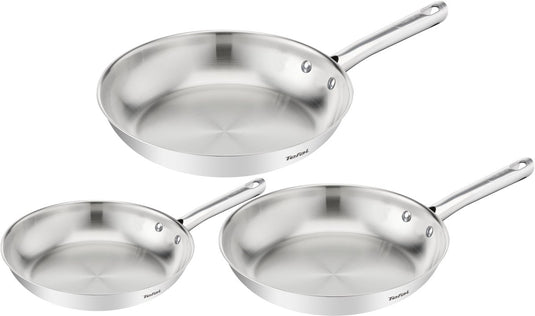Tefal duetto on b866s334 – set van 3 braadpannen – inductie – pannenset 20 24 28 cm – hoogwaardig roestvrij staal – thermo-fusion™ - koekenpan