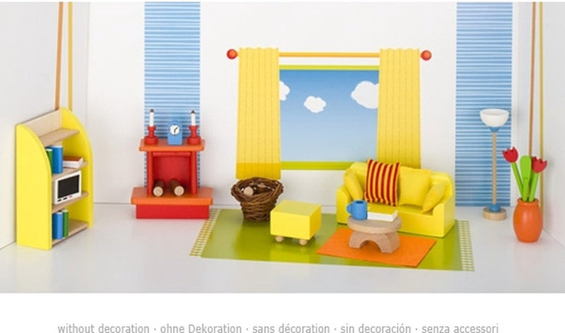 Load image into Gallery viewer, Goki poppenhuismeubeltjes: moderne woonkamer 24-delig (incl. toebehoren, excl.
