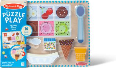Melissa doug - houten magnetische puzzelspeelset met ijsjesthema, 16 magnetische speelstukjes met ijsschep, houten speeleten voor jongens en meisjes vanaf 2 jaar