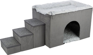 Trixie - hondenmand - huis harvey met trap - grijs wit - 154x60x60 cm