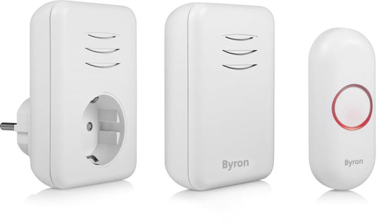 Byron dby-22316 - deurbel draadloze set - 150m bereik - ip44 waterdicht - wit