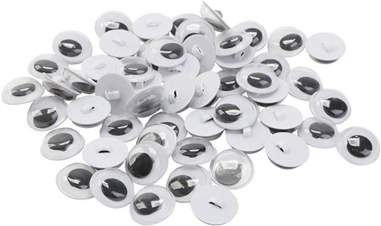 Creativ company wiebelogen - zwart wit - opnaai oogjes knuffels poppen maken - opnaaien - 10 mm - 50 paar - 100 stuks