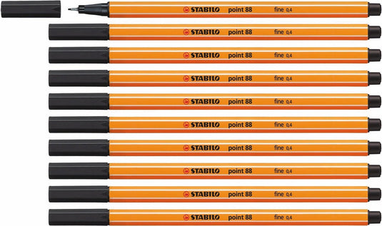 Stabilo point 88 - premium fineliner - fine 0,4 mm – zwart– doos 10 stuks