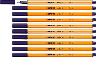 Stabilo point 88 - premium fineliner - fine 0,4 mm – nachtblauw– doos 10 stuks