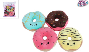 Fluffy menu pluche met 4 donuts - 40cm