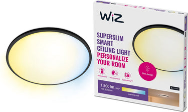 Wiz plafondlamp superslim - diameter: 30 cm - warm- tot koelwit licht - slimme led verlichting - geïntegreerde led - 16w - zwart - wi-fi