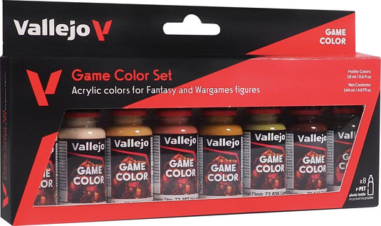 Vallejo hobbyverf acrylverf - 72187 huidskleuren voor fantasy and wargames - game color - acryl set - 8x verf set - 8 x18 ml
