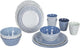 Bo-camp - servies - mix match- 16 stuks - blauw