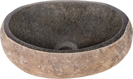 Differnz waskom nusa ø35-39 x 15 cm - wasbak natuursteen zonder overloop - opzetwastafel opbouw - spoelbak ronde vorm - badkamer accessoire - grijs