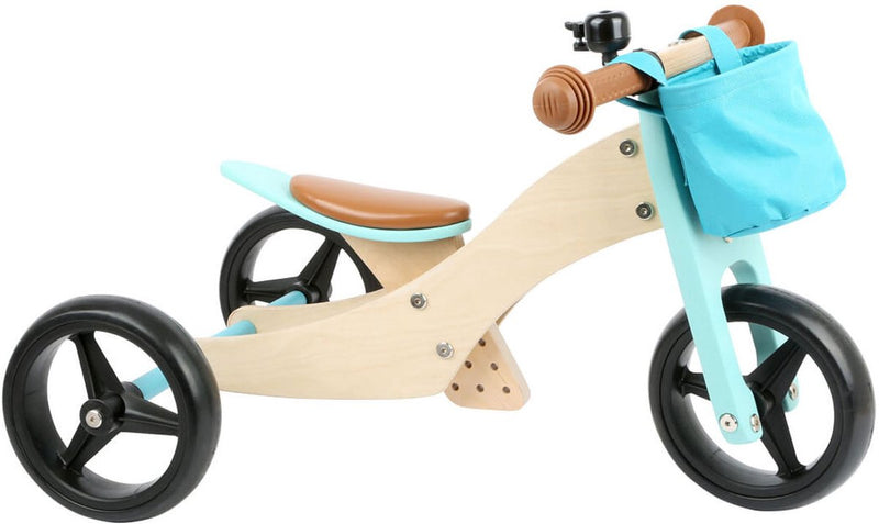 Load image into Gallery viewer, Small foot - houten driewieler en loopfiets 2in1 turquoise
