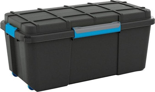 Kis scuba opbergbox l - 80l - 78x39,5x35cm - zwart blauw clips