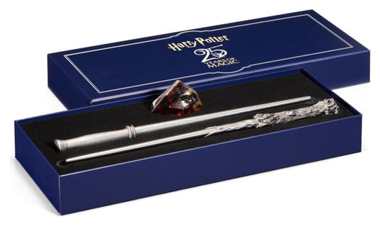 Noble collection harry potter celebration wand harry potter 25th anniversary wands and sorcerer's stone set