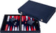 Longfield backgammon 18 inch - rood wit ingelegd bord - luxe kunstlederen koffer - inclusief stenen, dobbelstenen werpbeker - engelhart