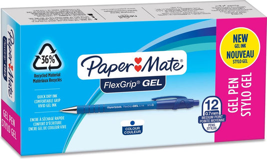 Paper mate - balpen flexgrip gel | doos van 12 stuks | blauw