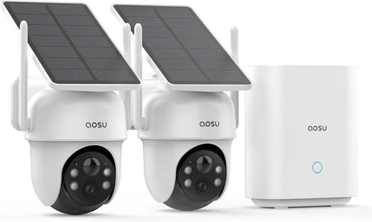 Aosu solarcam d1 classic kit - 2 beveiligingscamera's met 2k resolutie - 360° zicht ai tracking