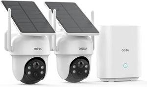 Aosu solarcam d1 classic kit - 2 beveiligingscamera's met 2k resolutie - 360° zicht ai tracking