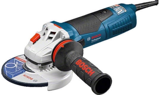 Bosch blauw slijpmachine gws 19-125 cie (beschermkap, handgreep vibration control, opnameflens, pensleutel, spanmoer)