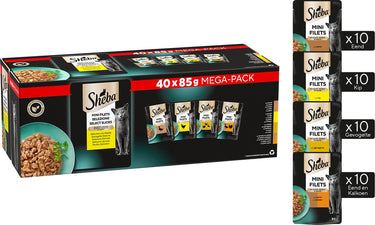 Sheba kattenvoer - mini filets - gevogelte in saus - 40x85g mega-pack