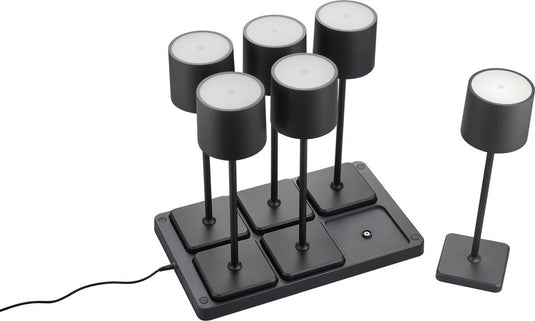 Rl live your light reality fernandez - tafellamp - zwart mat - incl. 1x smd 1,5w - set van 6 - inclusief laadstation - oplaadbaar - snoerloos - buitenverlichting - ip54