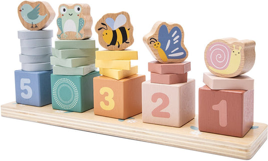 Woet ® houten tel stapel blokken - leren tellen 1 t m 5 - fsc stapel- en sorteerspel - vormen, dieren kleuren - montessori puzzel - educatief speelgoed - vanaf 18 maanden