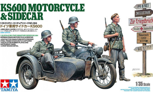 Tamiya modelbouwpakket auto - 35384 duitse ks600 motorfiets en zijspan - zündapp plastic - 1:35 - modelbouw
