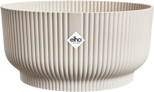 Elho vibes fold bowl 25 - plantenschaal voor binnen - 100% gerecycled plastic - ø 24.9 x h 12.1 cm - linen white