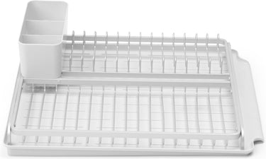 Brabantia sinkside afdruiprek - met lekbak en bestekhouder - light grey
