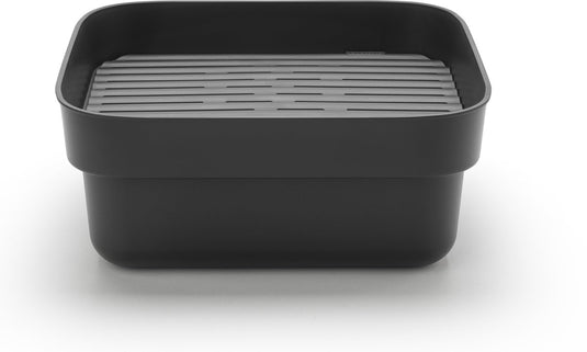Brabantia sinkside afwasbak - vierkant - met afdruipschaal - dark grey