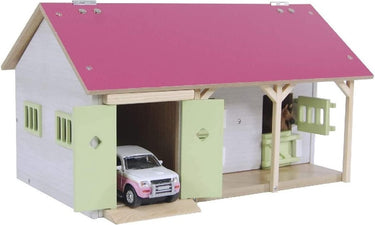 Kids globe paardenstal roze met 2 boxen en berging 1:32