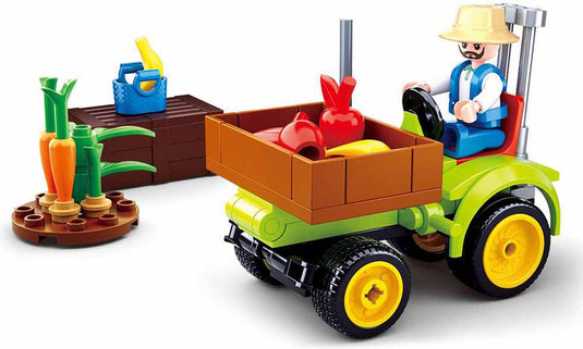 Sluban fruit tractor bouwspeelgoed kinderen vanaf 6 jaar – constructiespeelgoed modelbouw – bouwdoos met 80 bouwstenen – m38-b0776