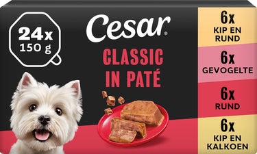 Cesar hondenvoer - classic mix in paté - kuipjes - 24x150g
