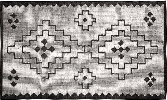 Woood omari vloerkleed - wol jute - naturel zwart - 1x160x230 cm