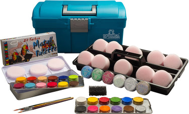 Eulenspiegel schmink starterset - 24 kleuren, 3 glitters, sponsen en penselen