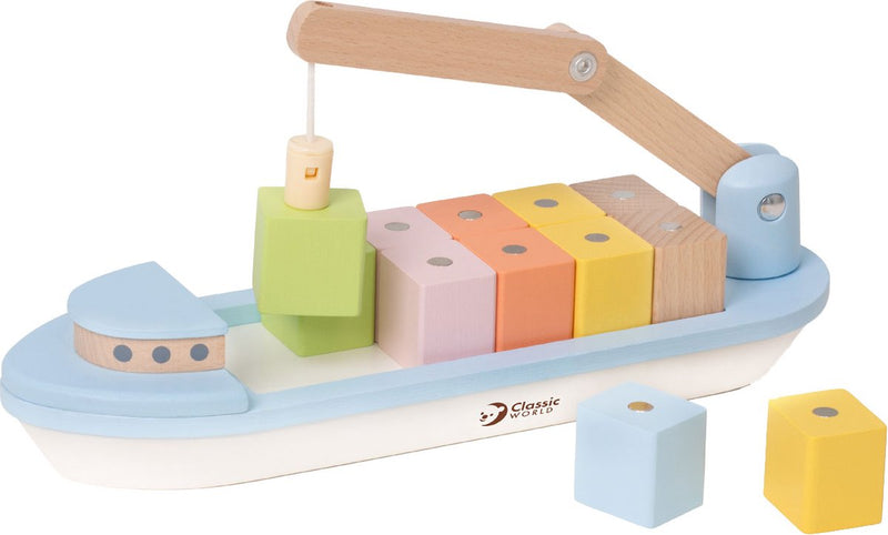 Load image into Gallery viewer, Classic world houten blokkenboot - speelgoedvoertuig
